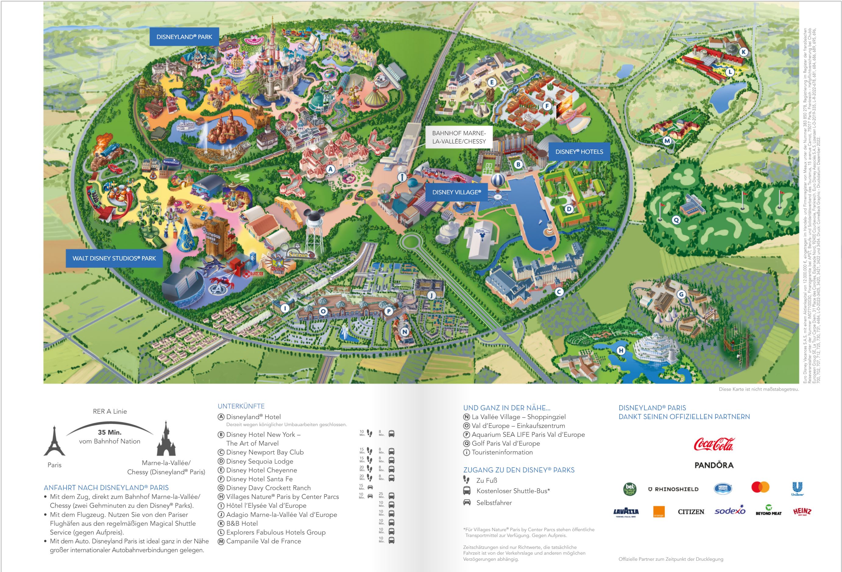 Übersichtskarte Disneyland Paris Resort mit allen Disney-Hotels